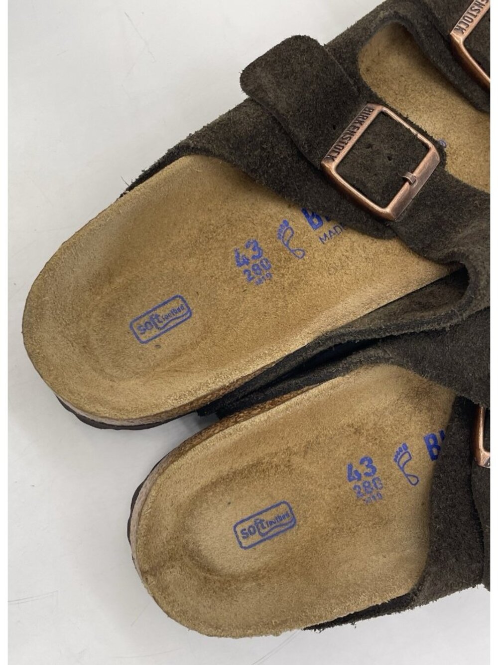 Birkenstock Arizona Men’s 10 Brown Suede Leather Sandals Soft Footbed Comfort - Picture 13 of 16